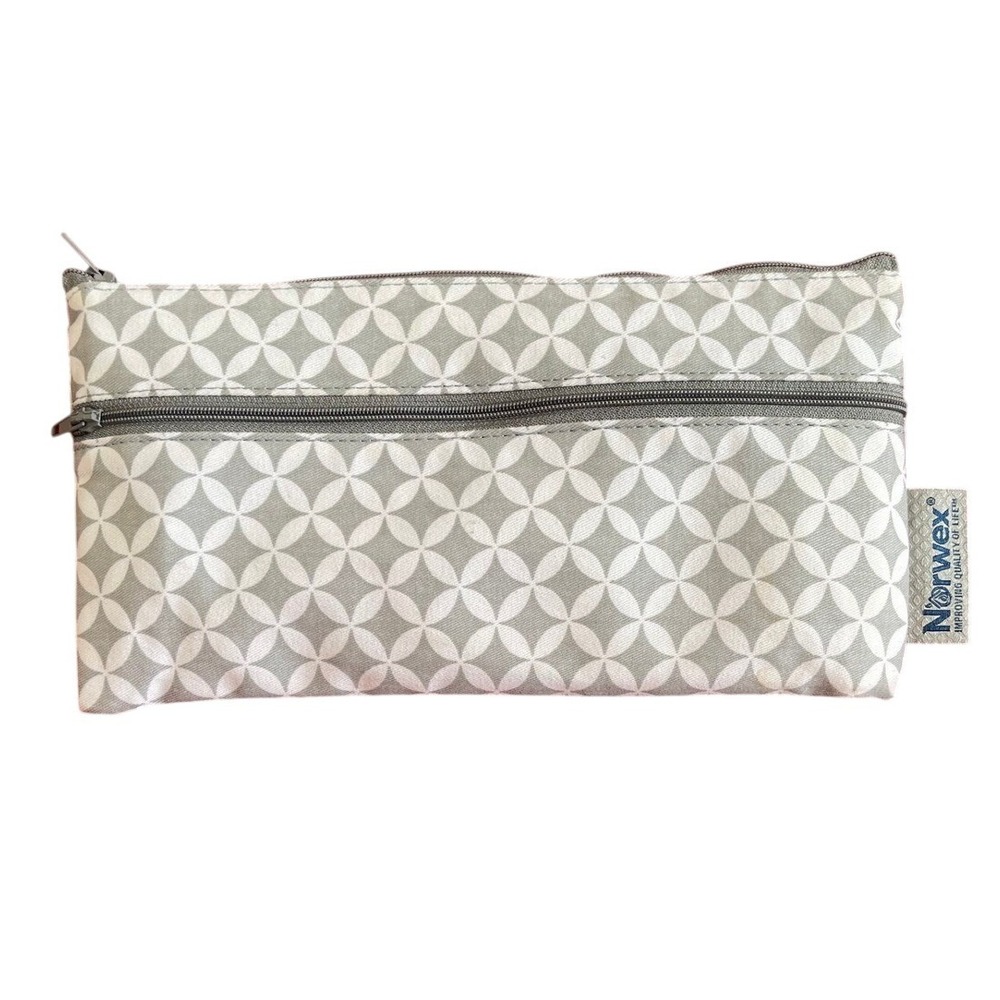 Norwex Reusable Snack Bag Grey Whitel‎ Dual Zipper Pouch PEVA Liner